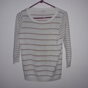 J. Crew junior medium beautiful cream w/tan stripes very lightweight sweater